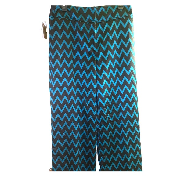Size 10 Polyester dress slacks black and teal - Picture 1 of 7